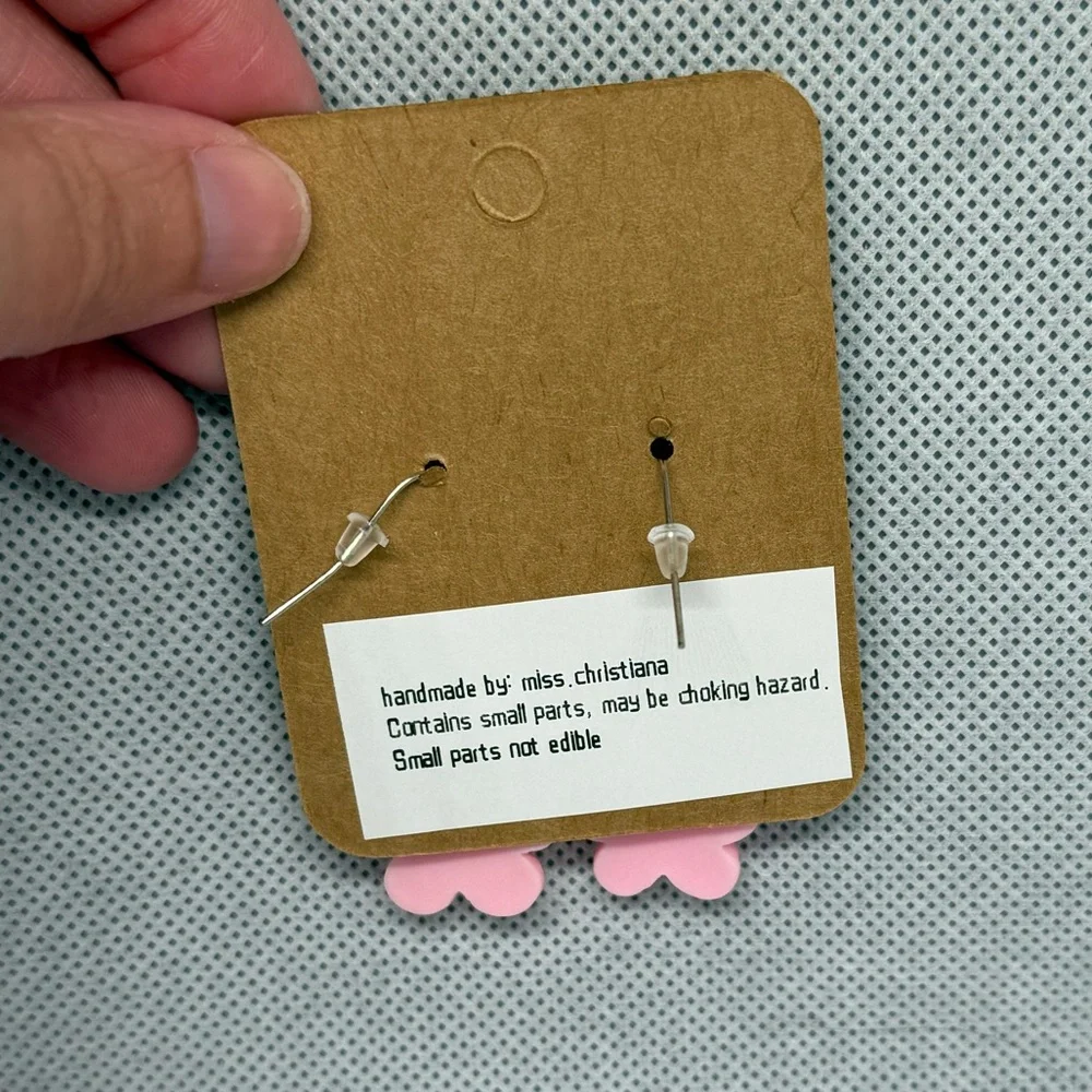 Handmade Pink and Yellow Flower Earrings